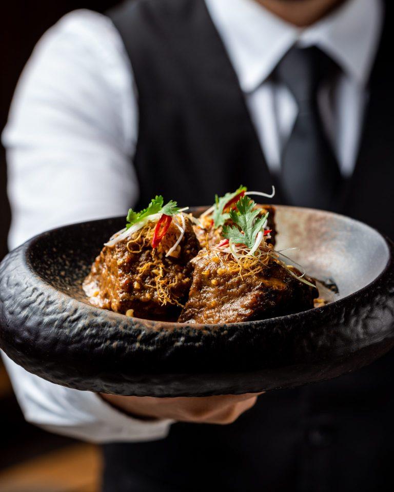 Braised beef short rib rendang dish served at Spago, a Californian restaurant in Riyadh - Cool Inc